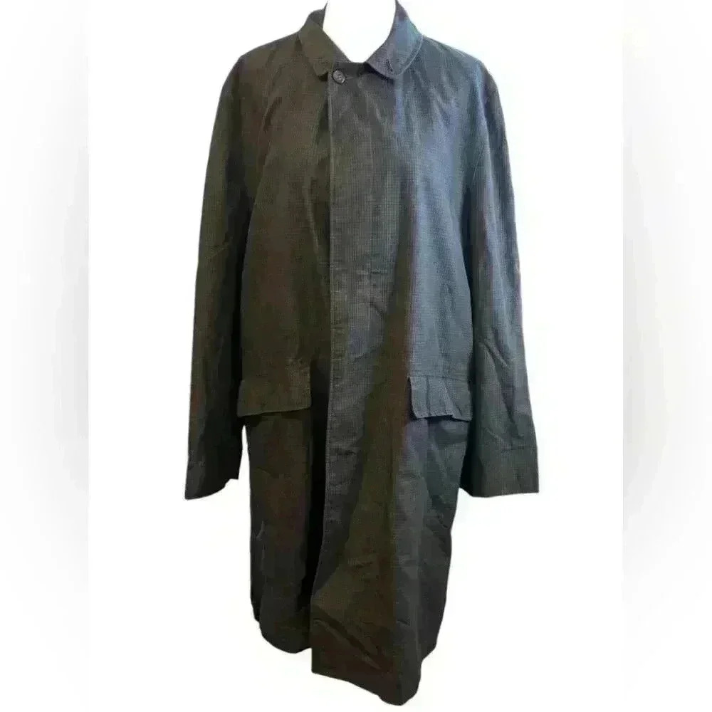 Croydon Trench Coat Long Sleeves Mid Length Button Front Black Mens Medium